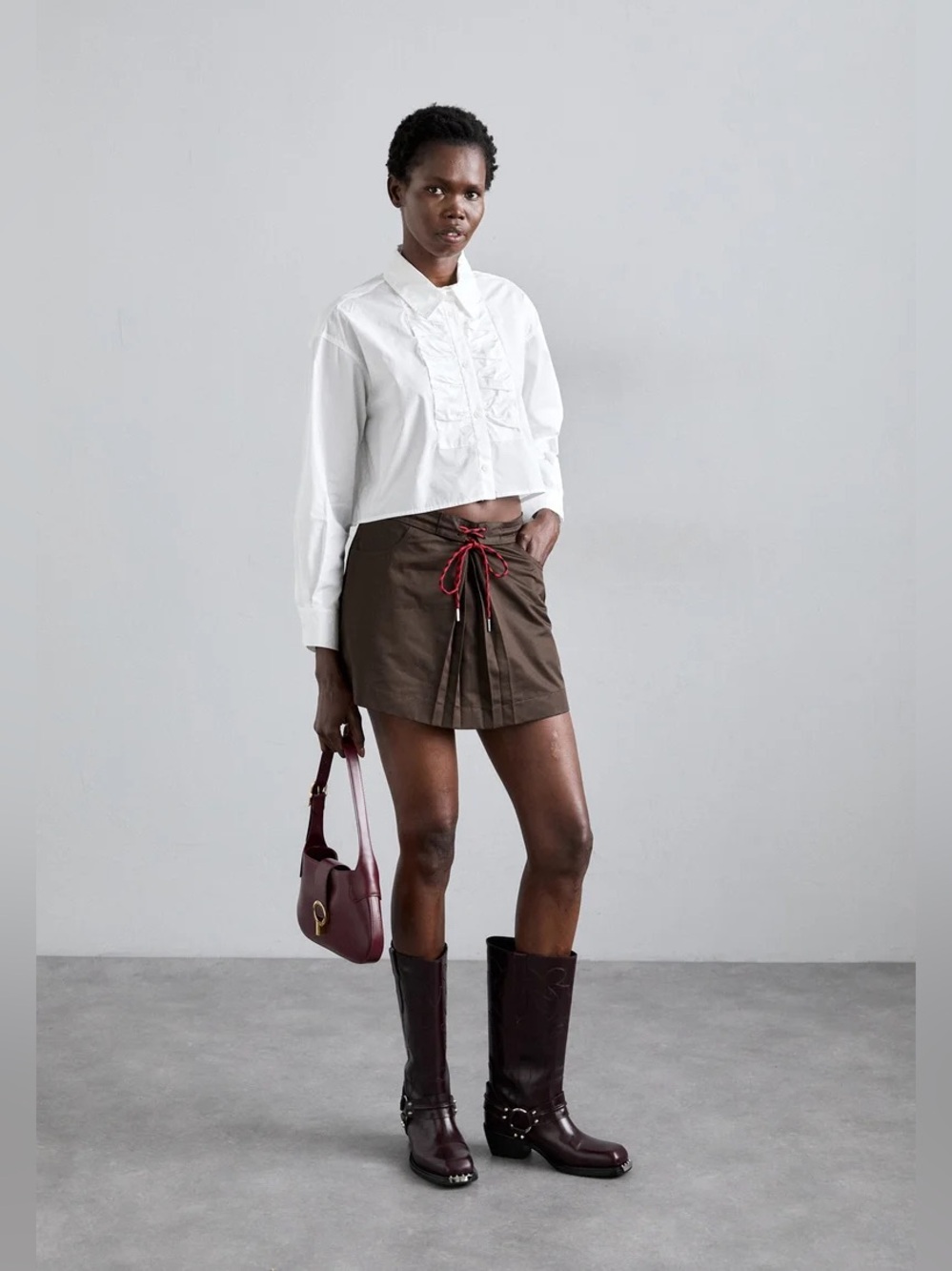 SANDRO Bertino Pleated Skort Brown - Picture 5 of 5